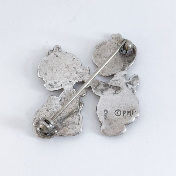 Vintage PMI Mexico Sterling Silver 925 Girls Doing Hair Pin Brooch - Picture 5 of 8